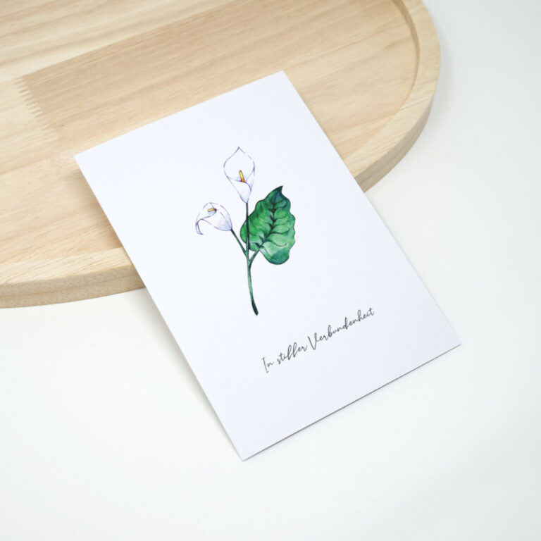 Beileidskarte weiße Calla, Aquarell Trauerkarte