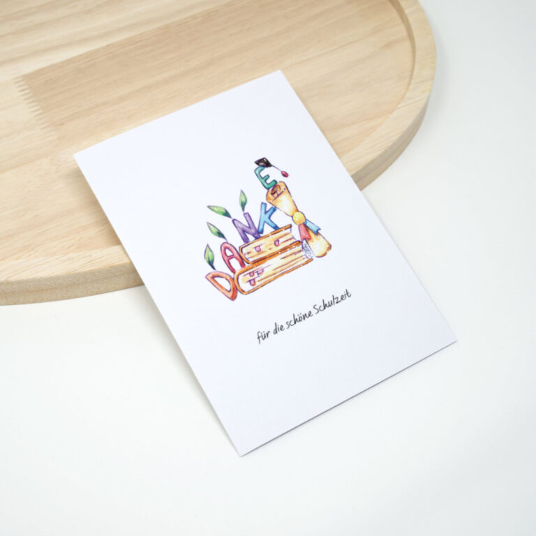 Aquarell Dankekarte für Lehrer Lehrerin
