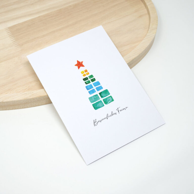 Weihnachtskarte Tannenbaum bunt