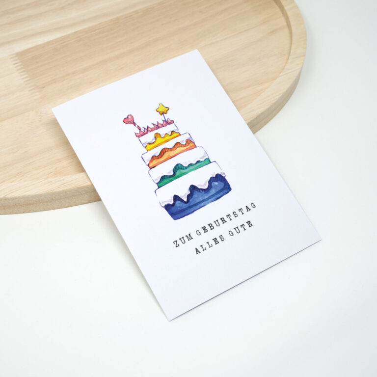 Geburtstagskarte Torte Regenbogen