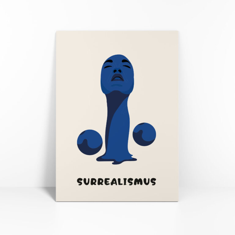Kunstdruck von abstrakter Penis Kunst - Surrealismus blaues Gesicht