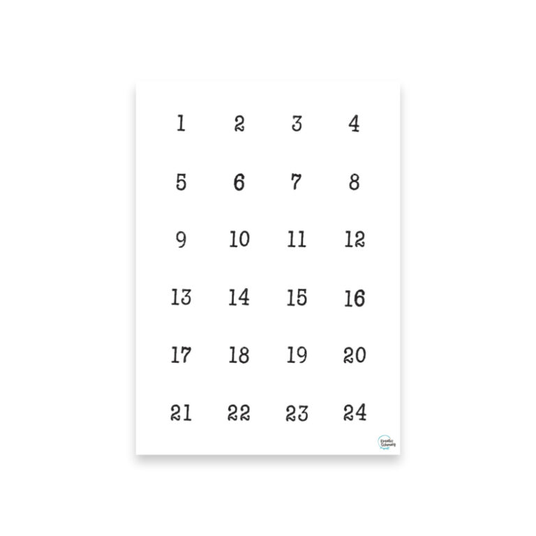 Minimalistische Adventskalender Zahlen