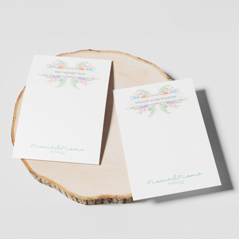 DIY Gästebuch für Hochzeit zum Ausdrucken, Demo auf Holzplatte