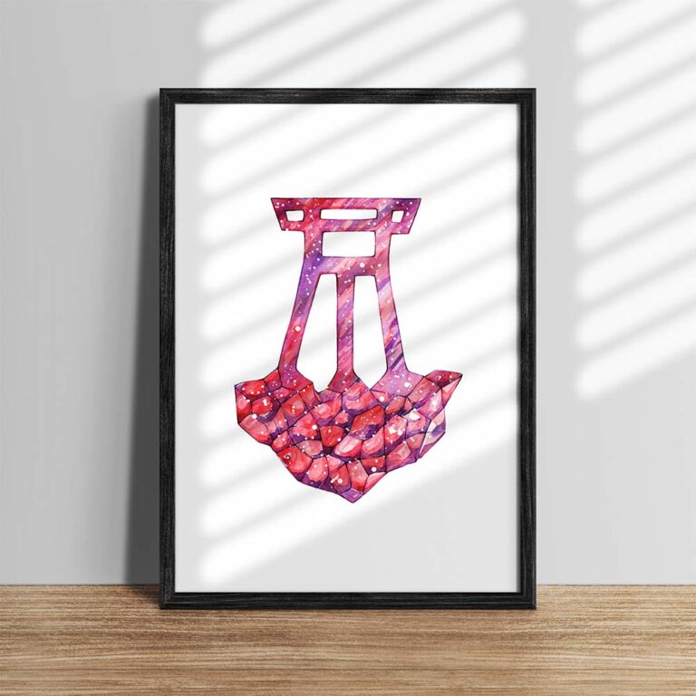 Ruhrpott Poster, Aquarell Zeichnung von rotem Förderturm