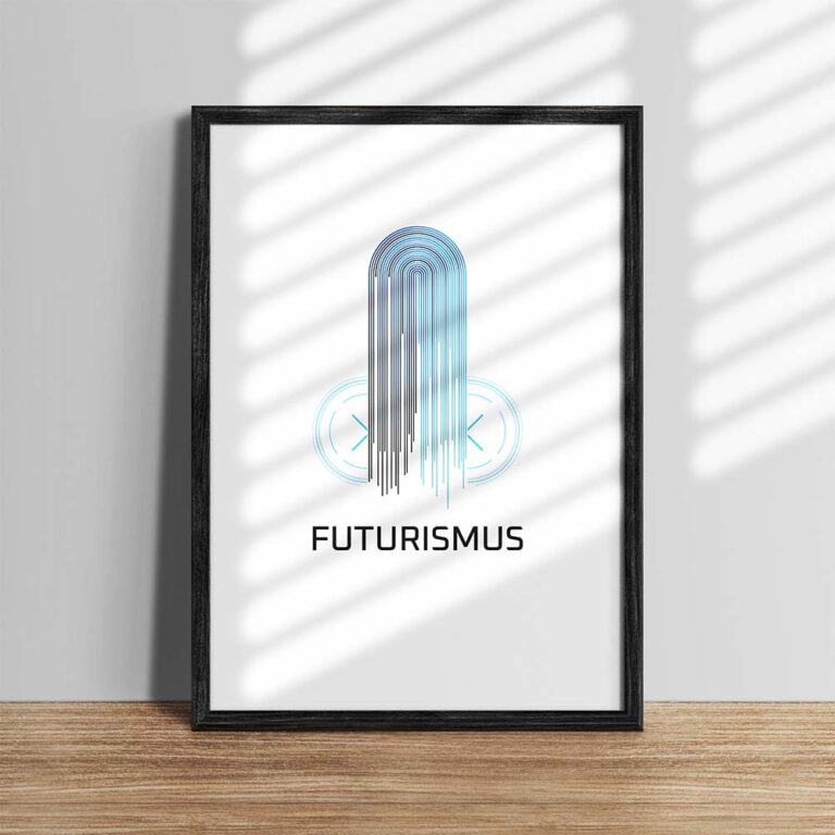Poster abstrakte Penis Kunst im Futurismus Stil, eingerahmt