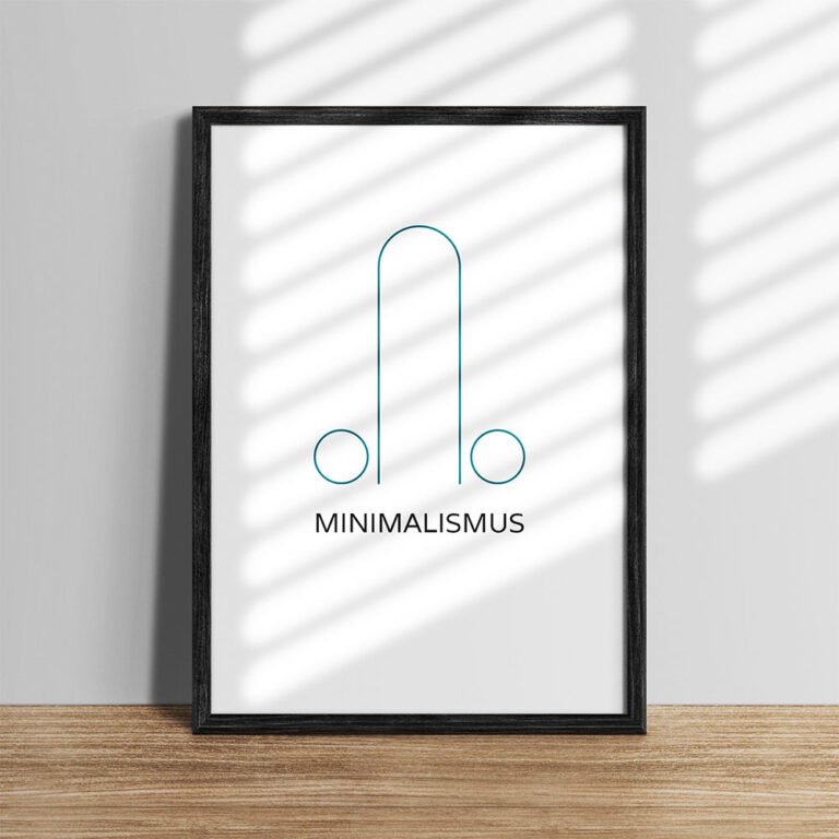 A3 Poster abstrakte Penis Kunst, Minimalismus Stil, eingerahmt