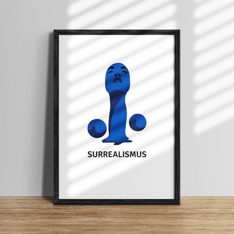 A3 Penis Kunst Poster, Surrealismus Stil, eingerahmt