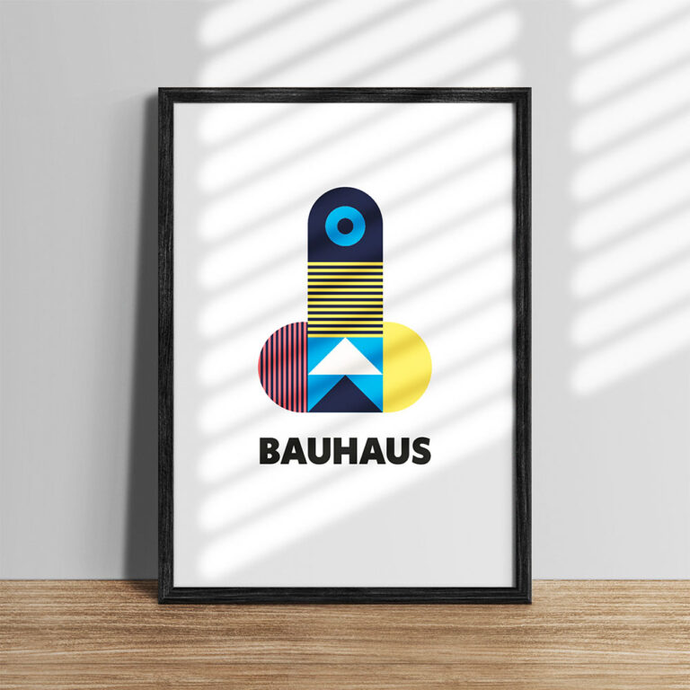 Poster abstrakte Penis Kunst im Bauhaus Stil, eingerahmt