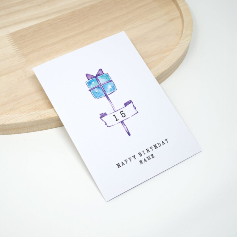 Geburtstagskarte mit blauem eckigen Cakepop