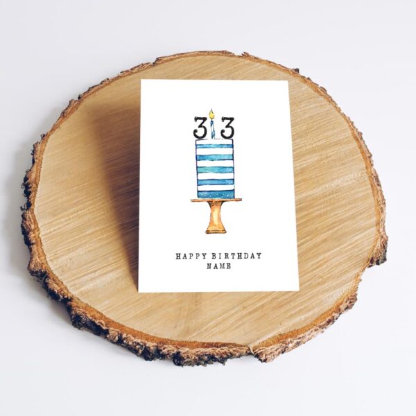 Geburtstagskarte blau weiße Torte