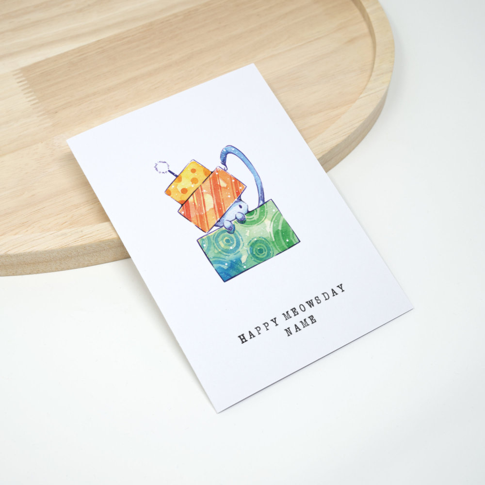 Katze Geburtstagskarte mit Torte