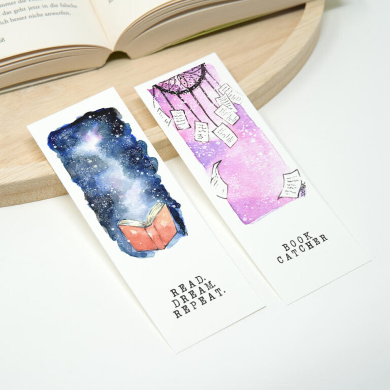 Aquarell Lesezeichen für Bücherwürmer