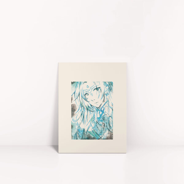 Kunstdruck von Manga Figur mit weißen Haaren
