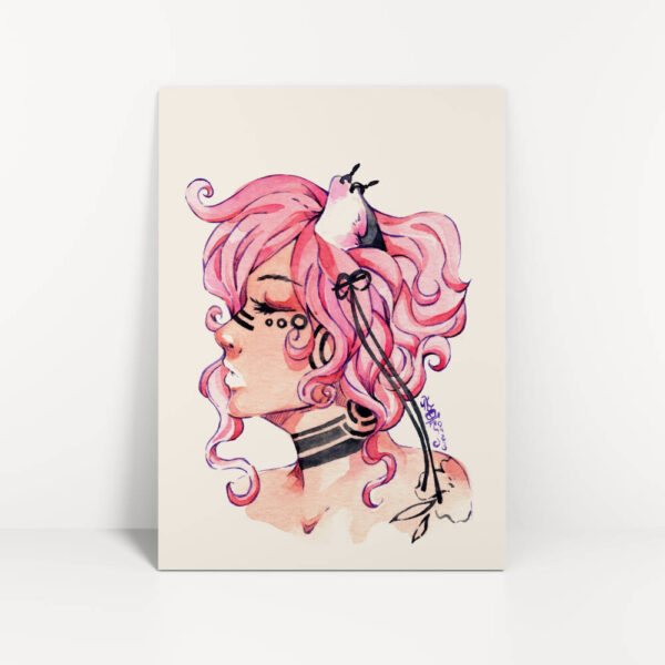 Kunstdruck von tattoowierter Catgirl