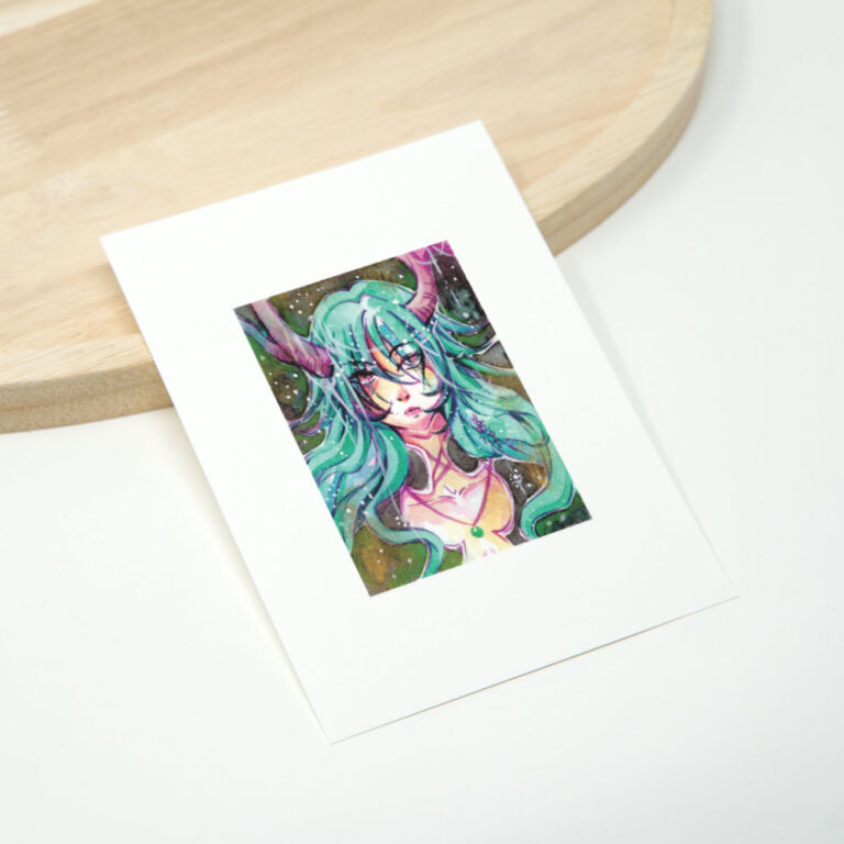Kunstdruck von Manga Zeichnung Dämonin mit Horn