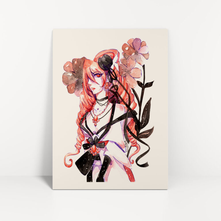 Kunstdruck von Manga Frau im Kimono