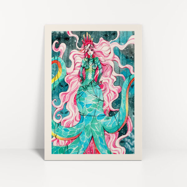 Kunstdruck von Meerjungfrau Oktopus Hybrid