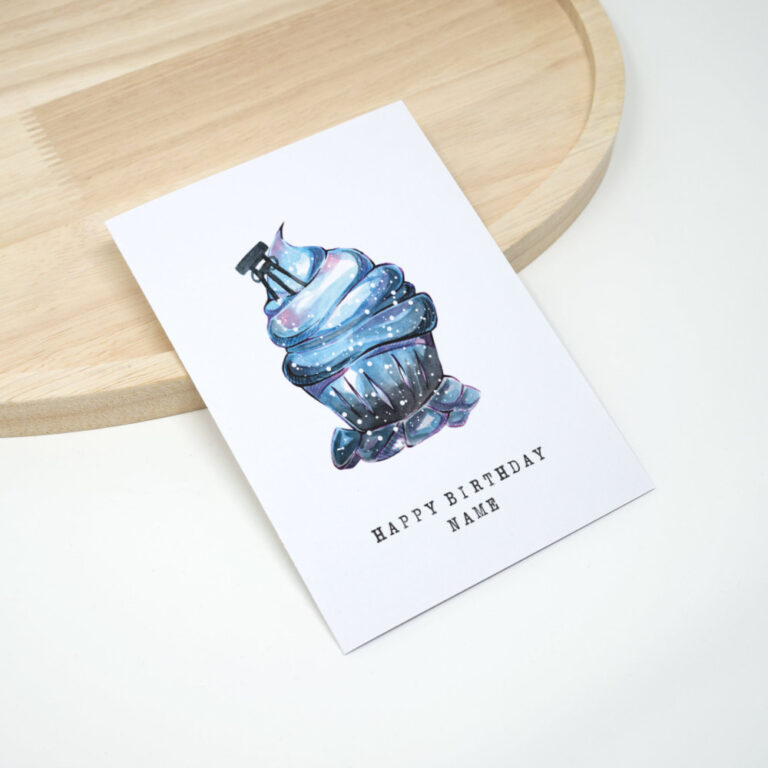 Ruhrpott Geburtstagskarte blauer Cupcake