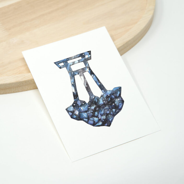 Kunstdruck Ruhrpott Zeichnung Förderturm blau