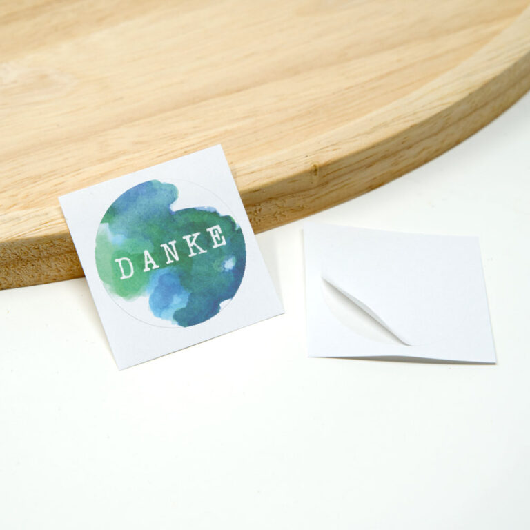 Runde Danke Sticker Aquarell blau grün