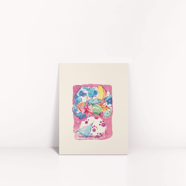Kunstdruck von Manga Katze auf Rakete