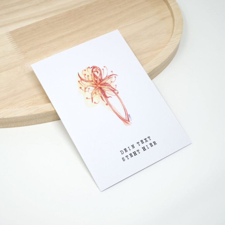 Beileidskarte mit roter Spinnenlilie