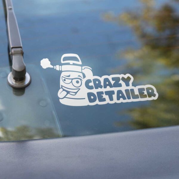 Auto Aufkleber Crazy Detailer auf Heckscheibe