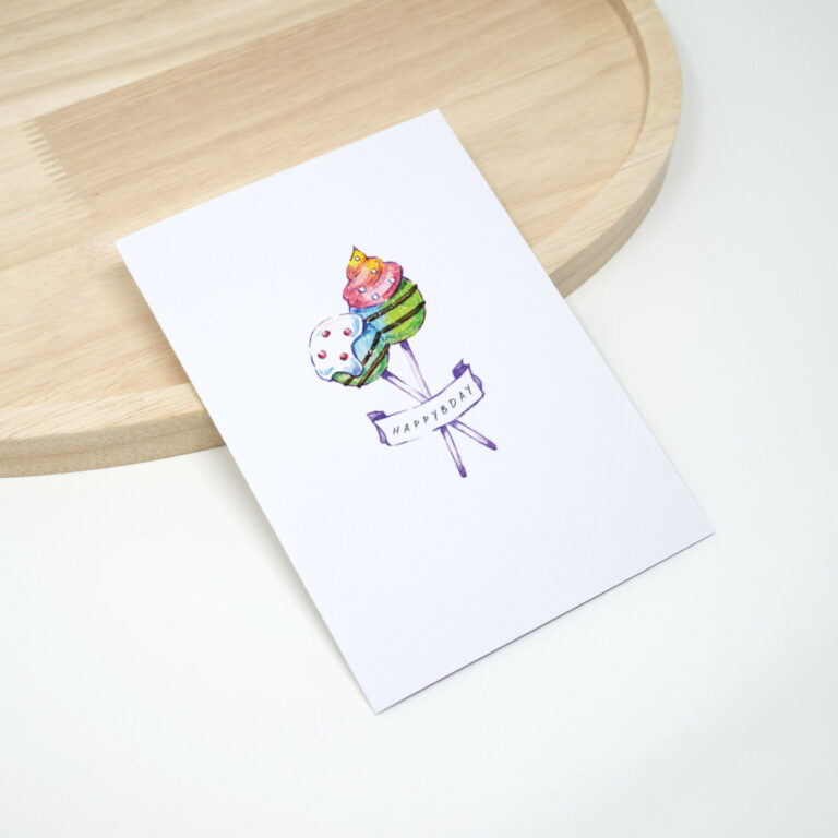 Geburtstagskarte mit bunten Cakepops