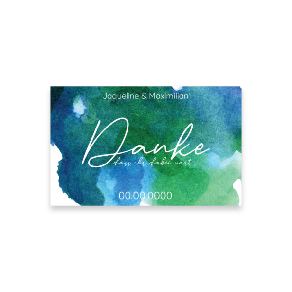 Demoansicht kleine Dankeskarte Hochzeit blau grün