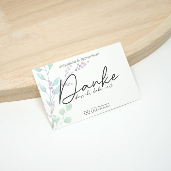 Kleine Dankekarte für Hochzeit, minimalistisch mit Blumen