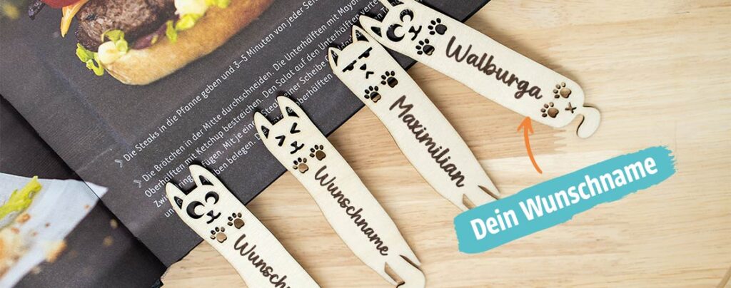 Geschenke mit Gravur - Tierlesezeichen aus Holz