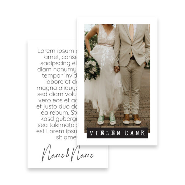 Kleine Dankeskarte Hochzeit Hochformat - Nahansicht