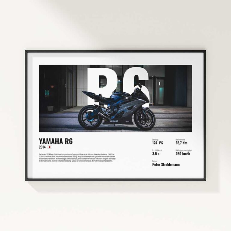 Motorrad Poster Geschenk - Bild von unserem Motorrad Poster hängt an der Wand