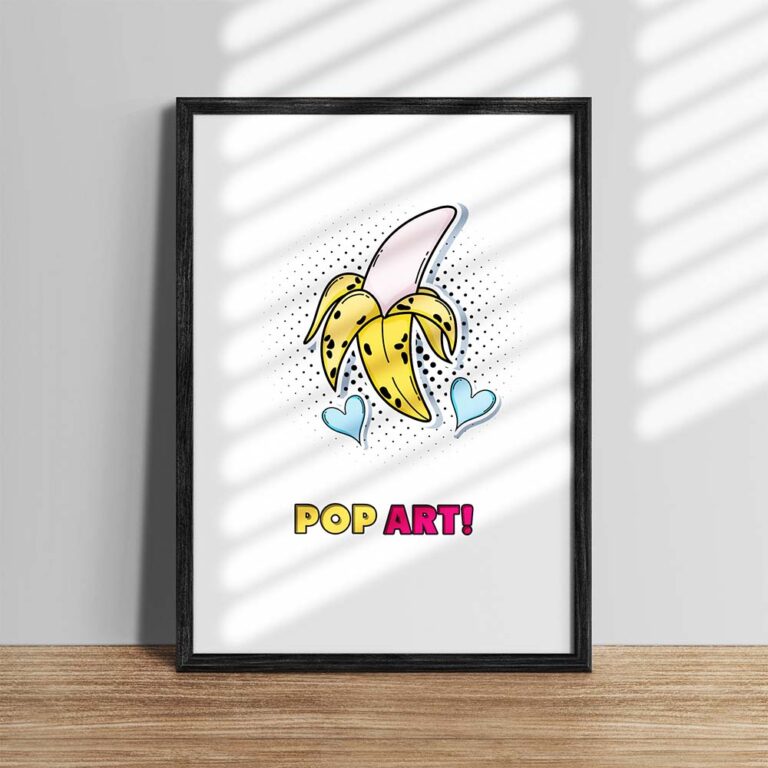 A3 Poster, abstrakte Penis Kunst im Popart Stil, eingerahmt