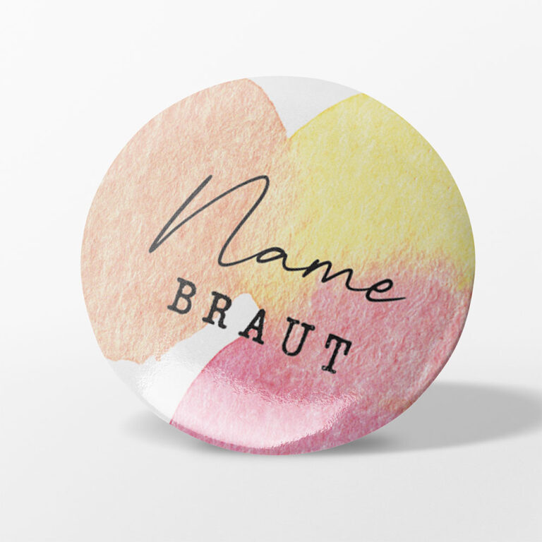 Hochzeit Button, Aquarell Stil warme Farben
