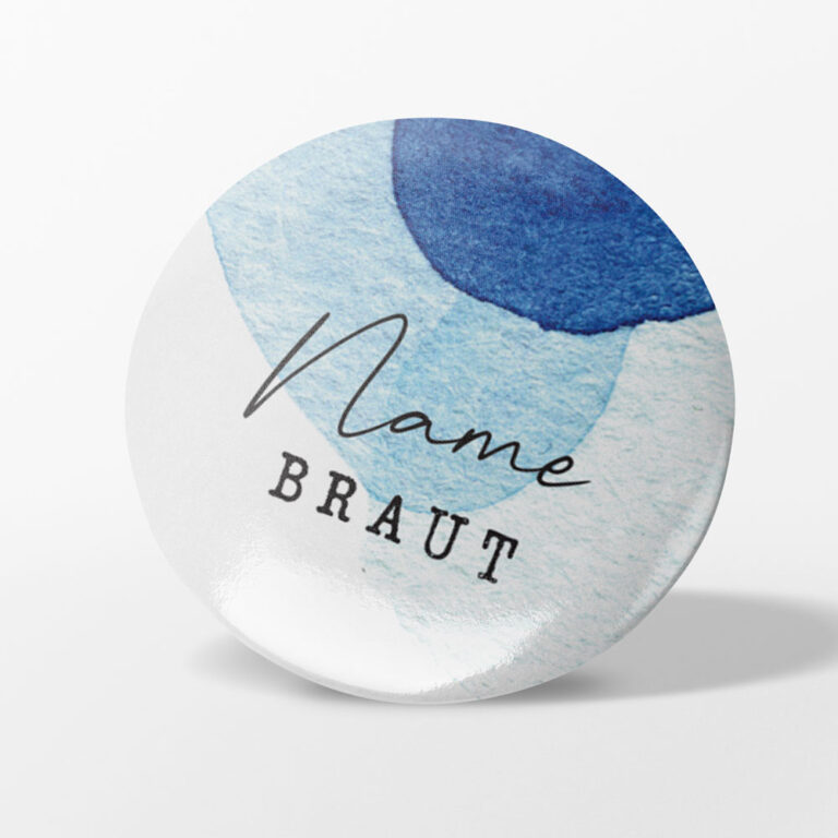 Hochzeit Button, Aquarell Stil blaue Farben