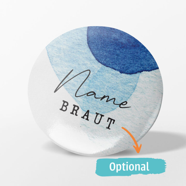 Hochzeit Button, Aquarell Stil blaue Farben