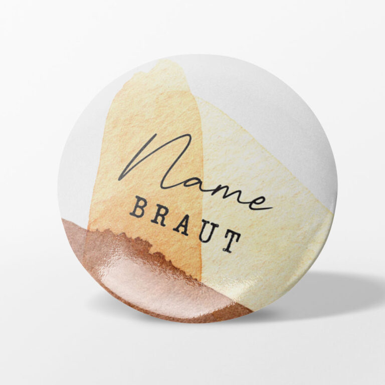 Hochzeit Button, Aquarell Stil naturbraune Farben
