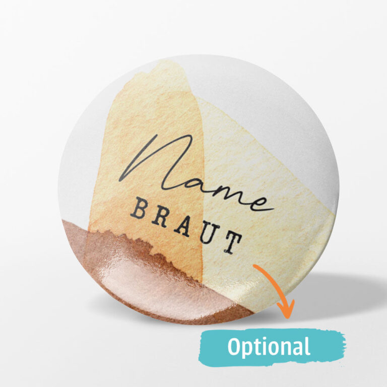 Hochzeit Button, Aquarell Stil naturbraune Farben
