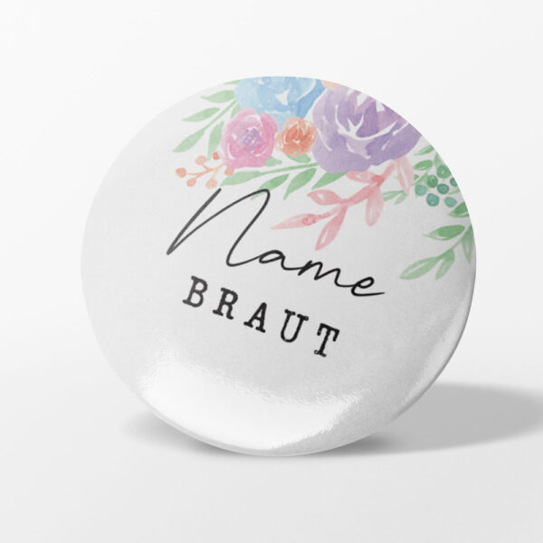 Hochzeit Button, Aquarell Stil Blumen