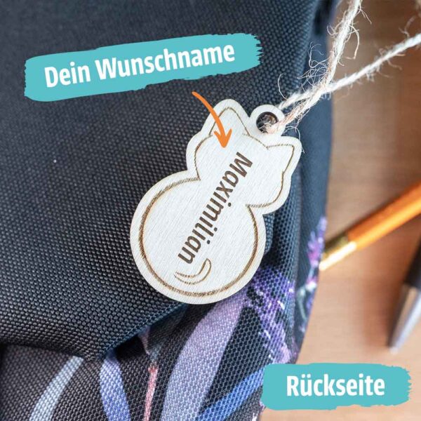 Glückstiere aus Holz - Glücksbär - individuelle Namensgravur