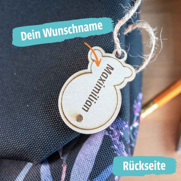Glückstiere aus Holz - Glücksbär - individuelle Namensgravur