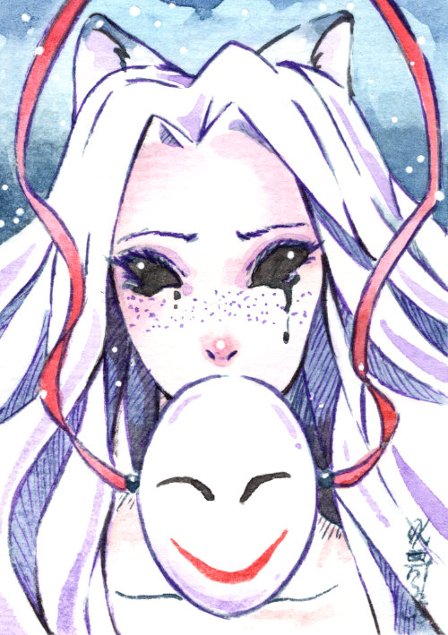 Manga Catgirl Zeichnung Behind a smile von PsychoKitty