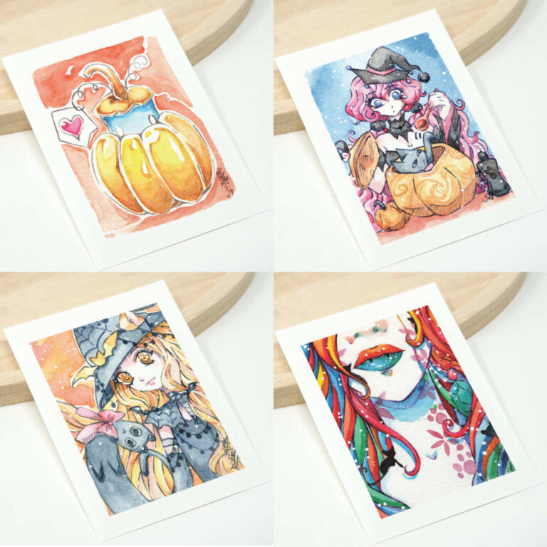 Übersicht Halloween Manga Sammelkarten Set von PsychoKitty