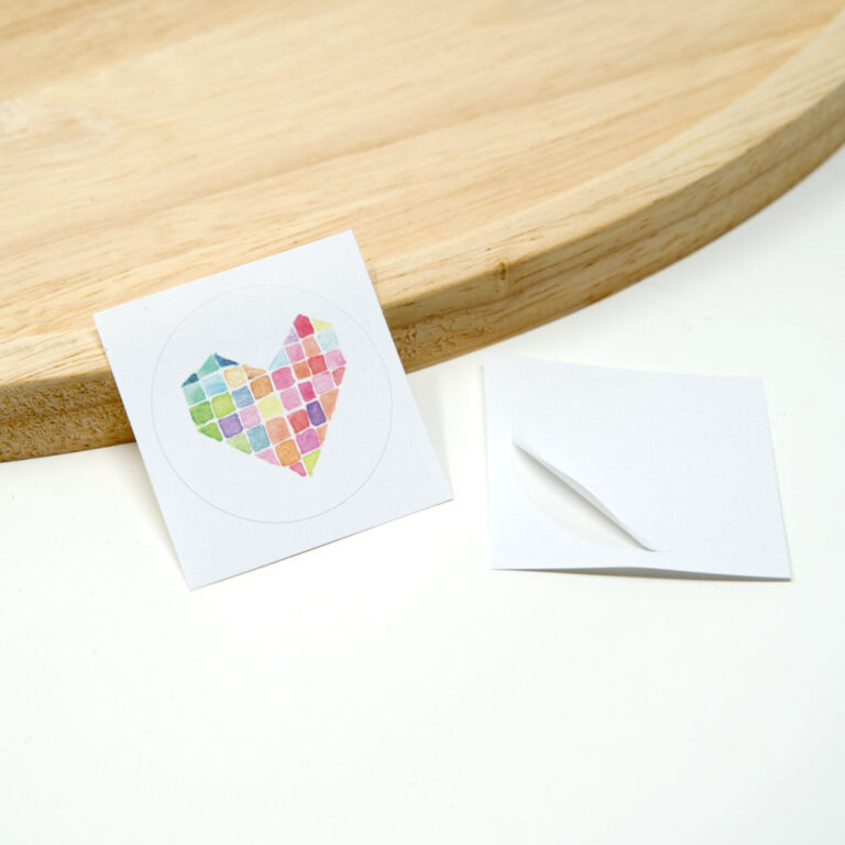 Pastell Herz Aufkleber mit Aquarell Zeichnung