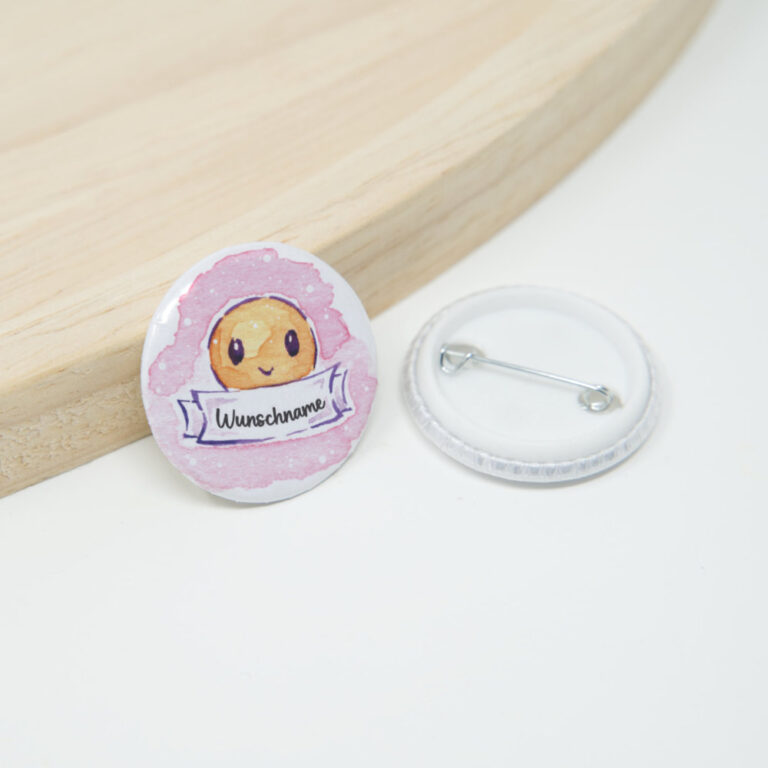 Personalisierter Namensbutton mit Wunschnamen. Motiv: Aquarell Lebkuchen