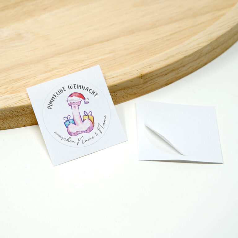 Personalisierte Weihnachtssticker mit Aquarell Kunst Penis