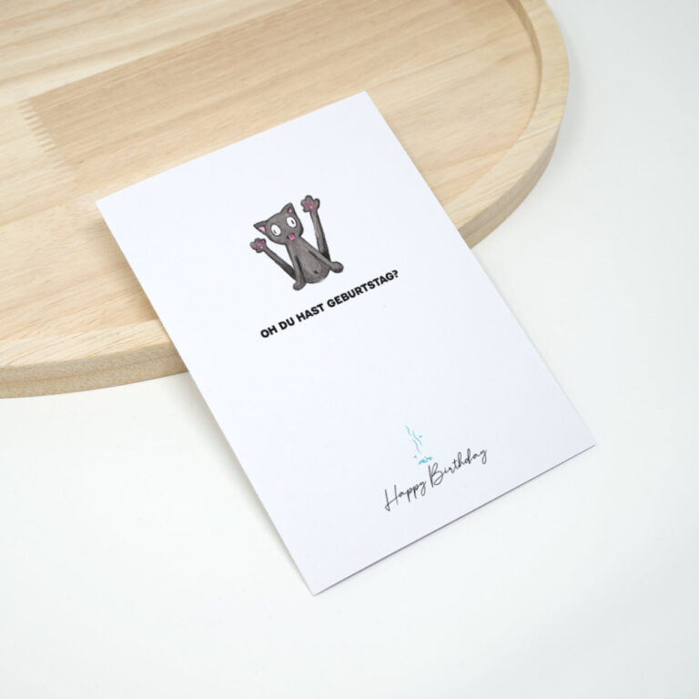 Fiese Geburtstagssprüche Karte - oh du hast Geburtstag, Schwarze Katze mit erhobenen Hinterbeinen