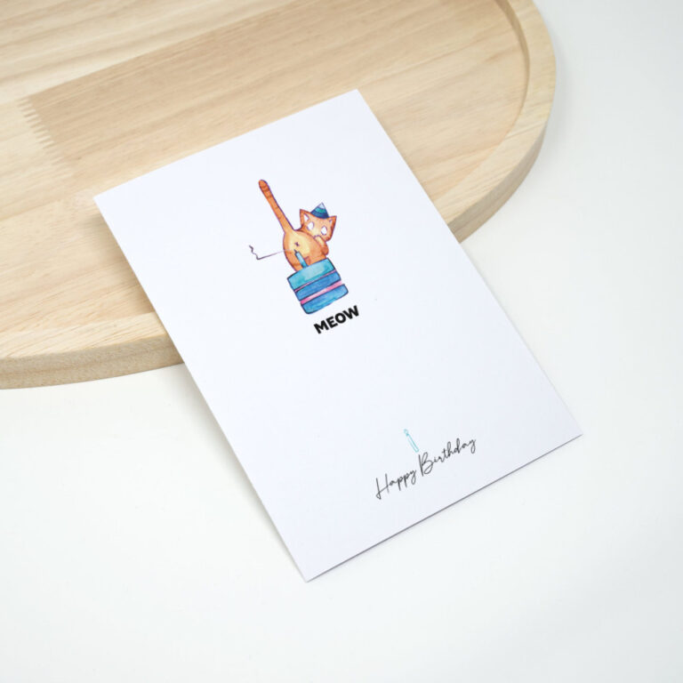 Fiese Geburtstagskarte, Katze bläst mir Hintern Kerze auf Torte aus