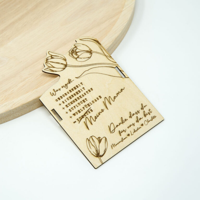 Holz Muttertagskarte mit Spruch